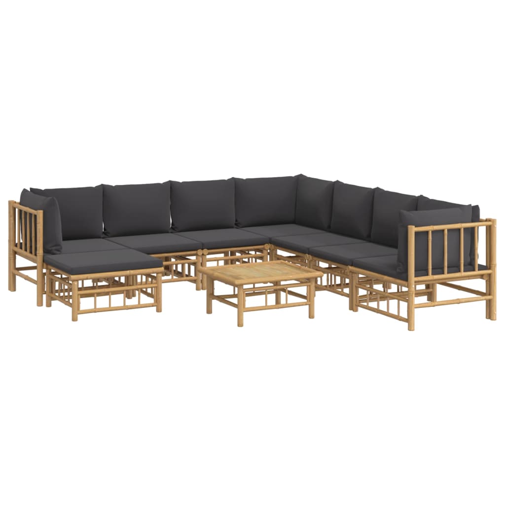 9-delige Loungeset met kussens bamboe donkergrijs is nu te koop bij PeponiXL, paradijselijk wonen!