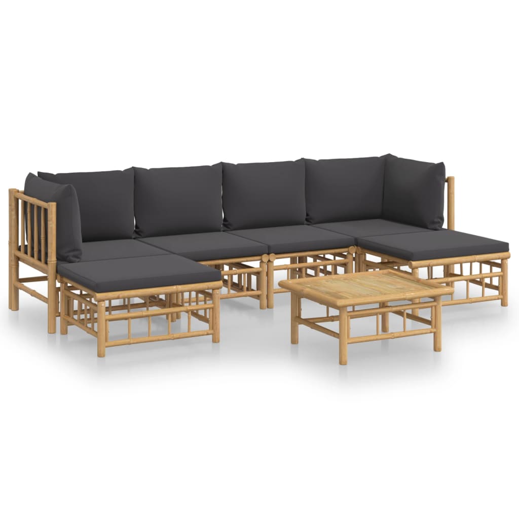 7-delige Loungeset met kussens bamboe donkergrijs is nu te koop bij PeponiXL, paradijselijk wonen!