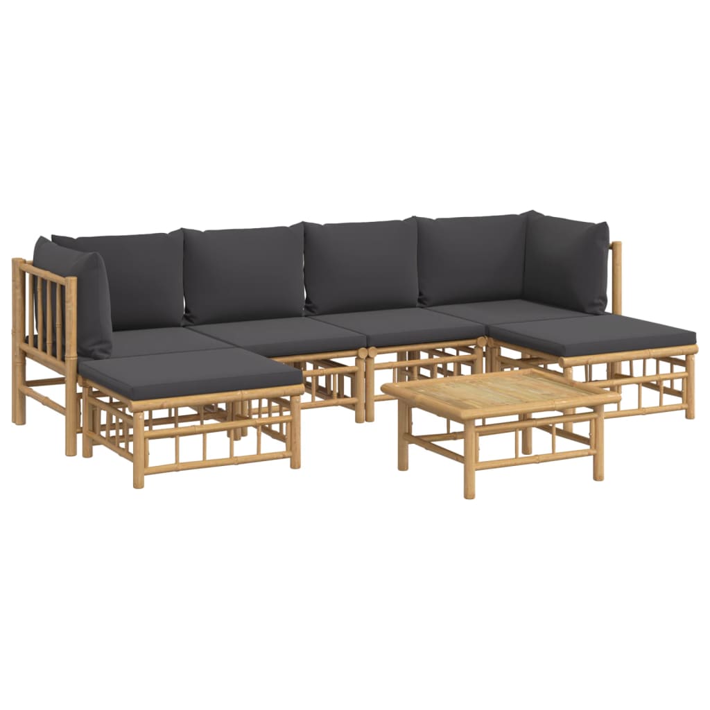 7-delige Loungeset met kussens bamboe donkergrijs is nu te koop bij PeponiXL, paradijselijk wonen!