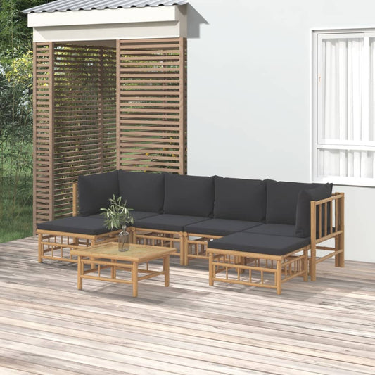 7-delige Loungeset met kussens bamboe donkergrijs is nu te koop bij PeponiXL, paradijselijk wonen!