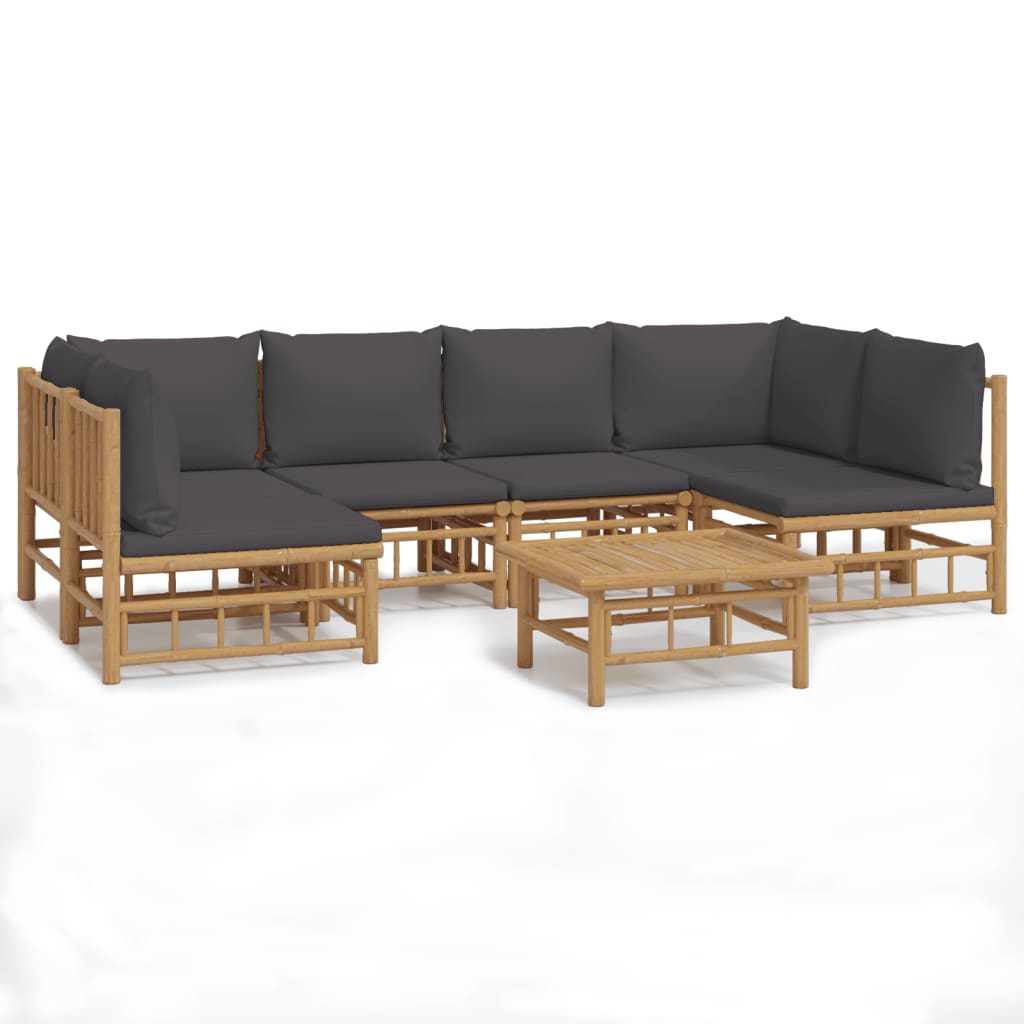 7-delige Loungeset met kussens bamboe donkergrijs is nu te koop bij PeponiXL, paradijselijk wonen!
