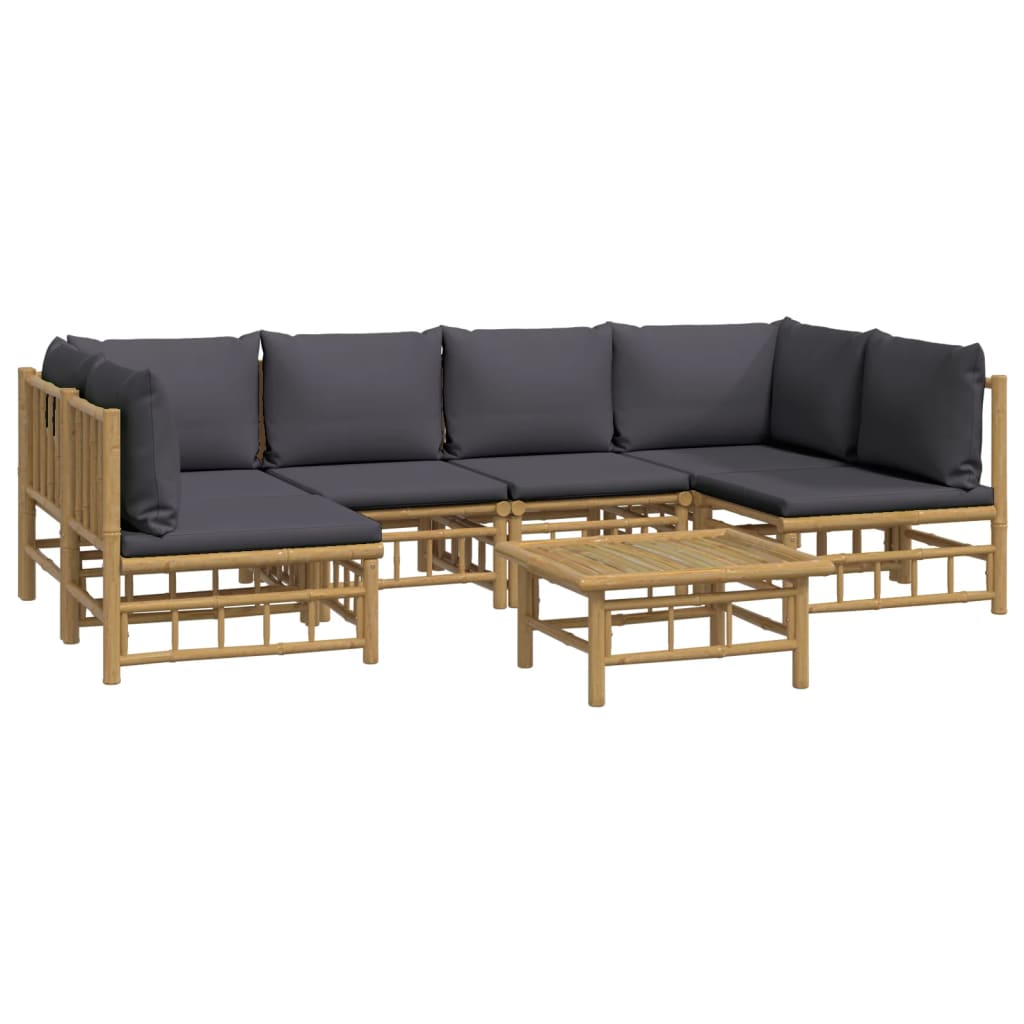 7-delige Loungeset met kussens bamboe donkergrijs is nu te koop bij PeponiXL, paradijselijk wonen!
