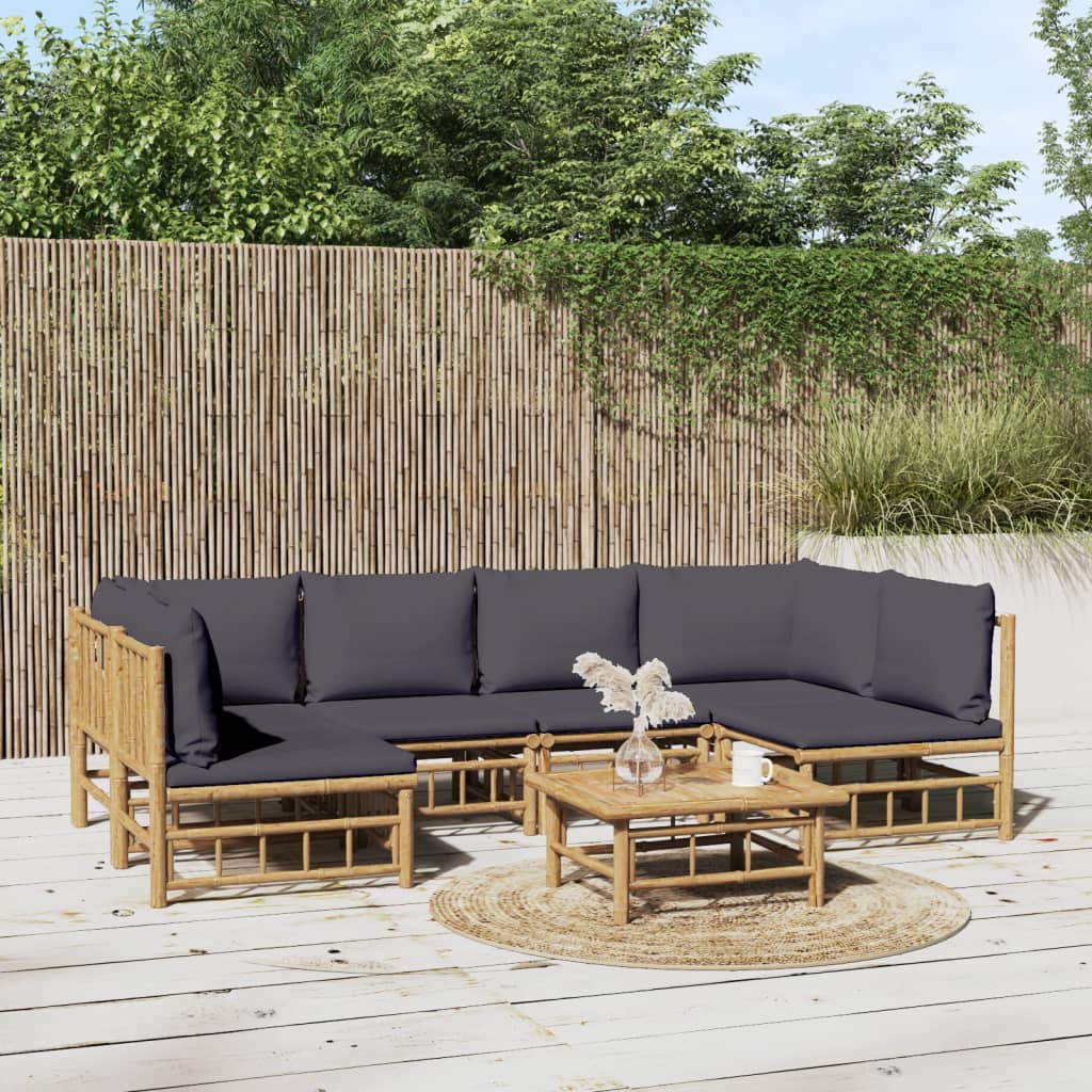 7-delige Loungeset met kussens bamboe donkergrijs is nu te koop bij PeponiXL, paradijselijk wonen!