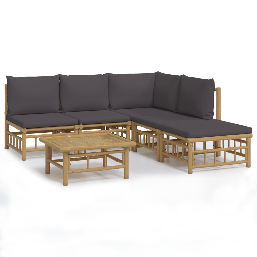 6-delige Loungeset met kussens bamboe donkergrijs is nu te koop bij PeponiXL, paradijselijk wonen!