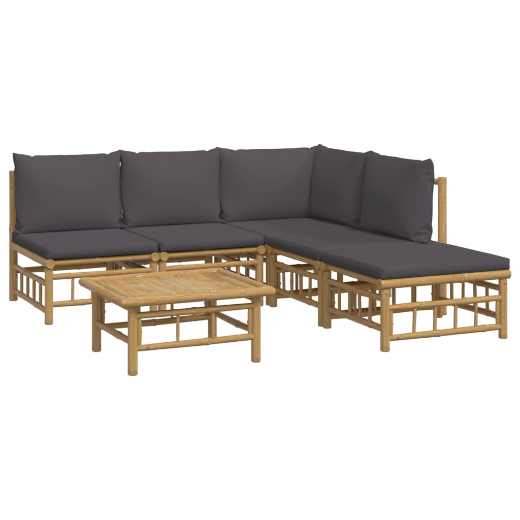 6-delige Loungeset met kussens bamboe donkergrijs is nu te koop bij PeponiXL, paradijselijk wonen!