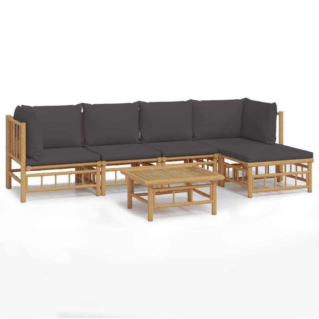 6-delige Loungeset met kussens bamboe donkergrijs is nu te koop bij PeponiXL, paradijselijk wonen!