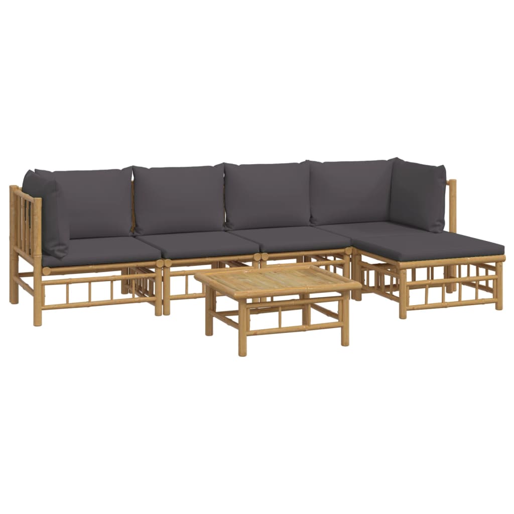 6-delige Loungeset met kussens bamboe donkergrijs is nu te koop bij PeponiXL, paradijselijk wonen!