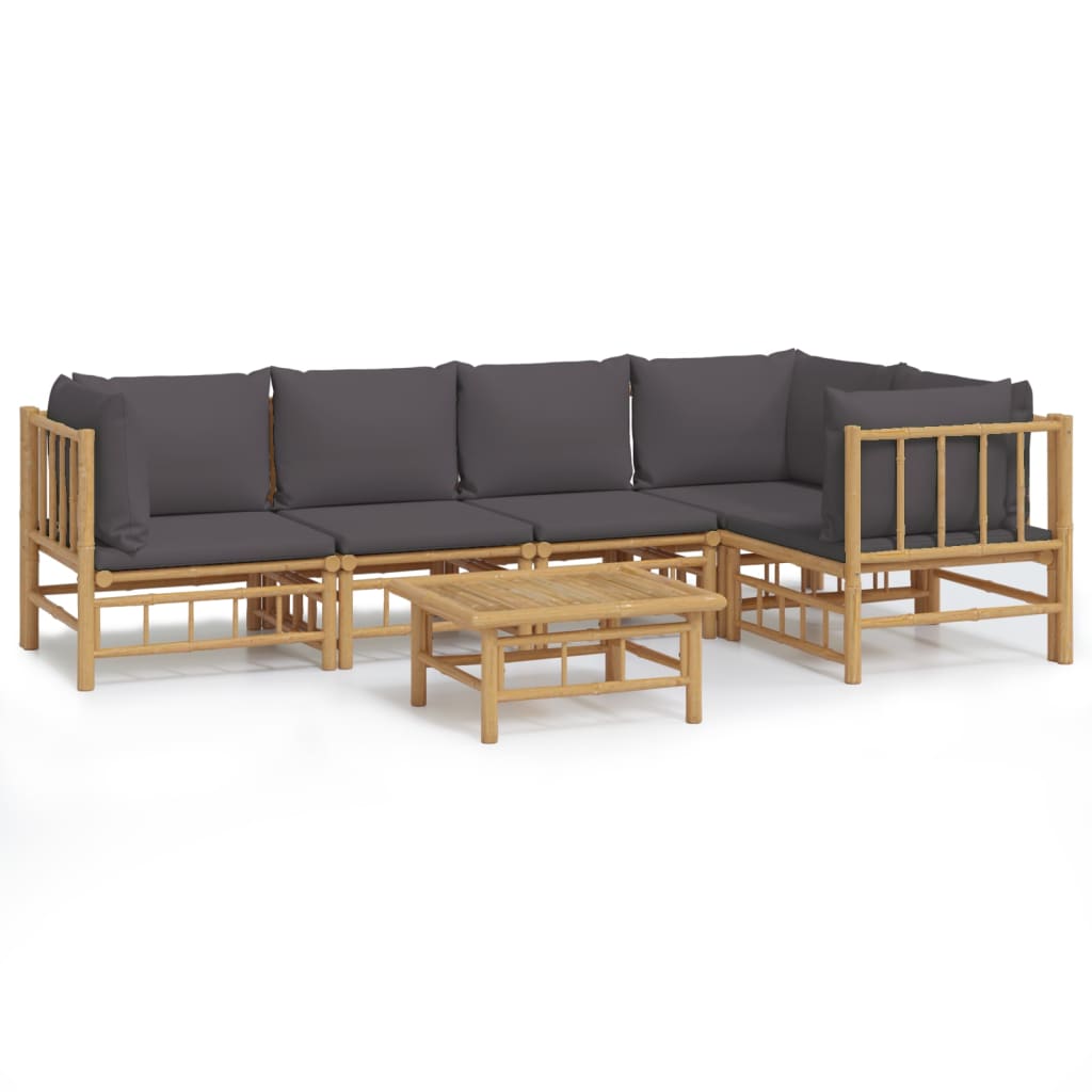 6-delige Loungeset met kussens bamboe donkergrijs is nu te koop bij PeponiXL, paradijselijk wonen!