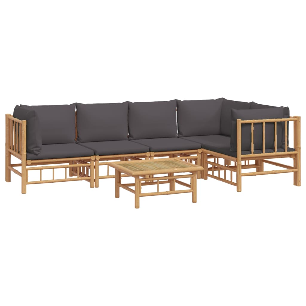 6-delige Loungeset met kussens bamboe donkergrijs is nu te koop bij PeponiXL, paradijselijk wonen!