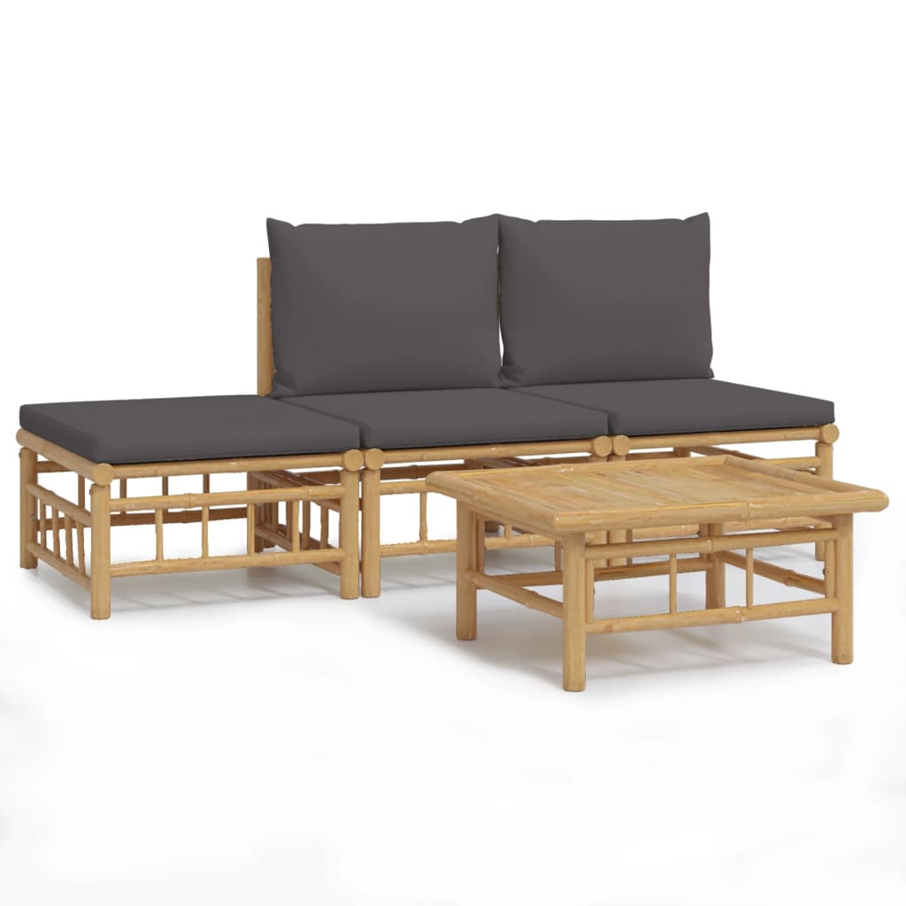 4-delige Loungeset met kussens bamboe donkergrijs is nu te koop bij PeponiXL, paradijselijk wonen!