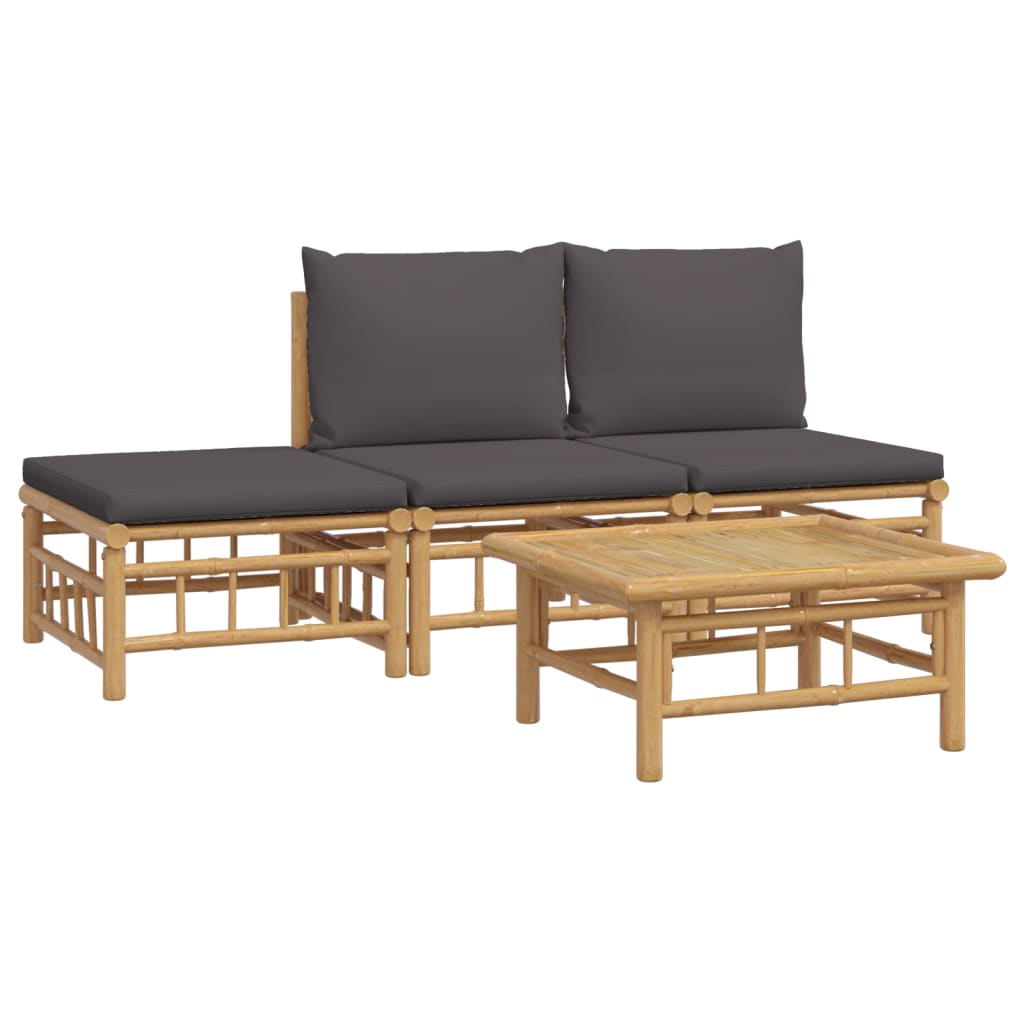 4-delige Loungeset met kussens bamboe donkergrijs is nu te koop bij PeponiXL, paradijselijk wonen!
