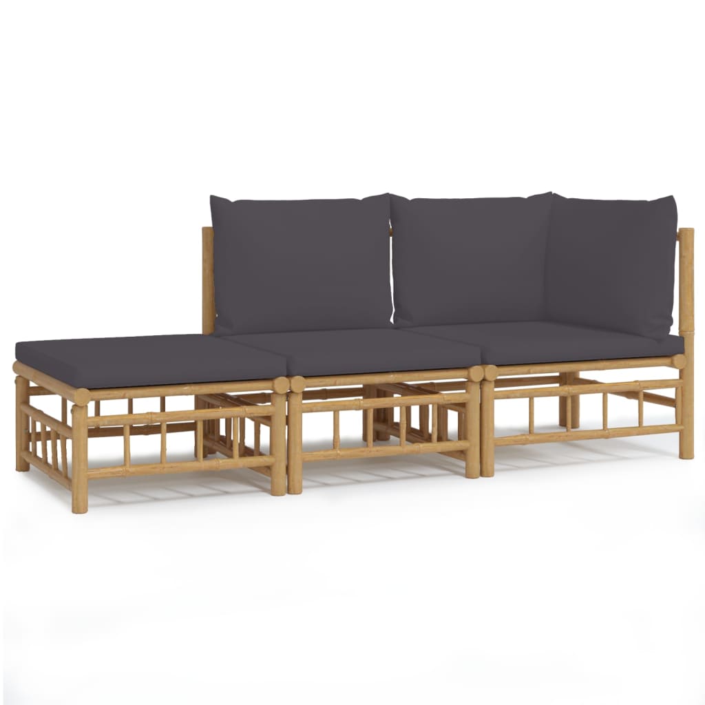 3-delige Loungeset met kussens bamboe donkergrijs is nu te koop bij PeponiXL, paradijselijk wonen!