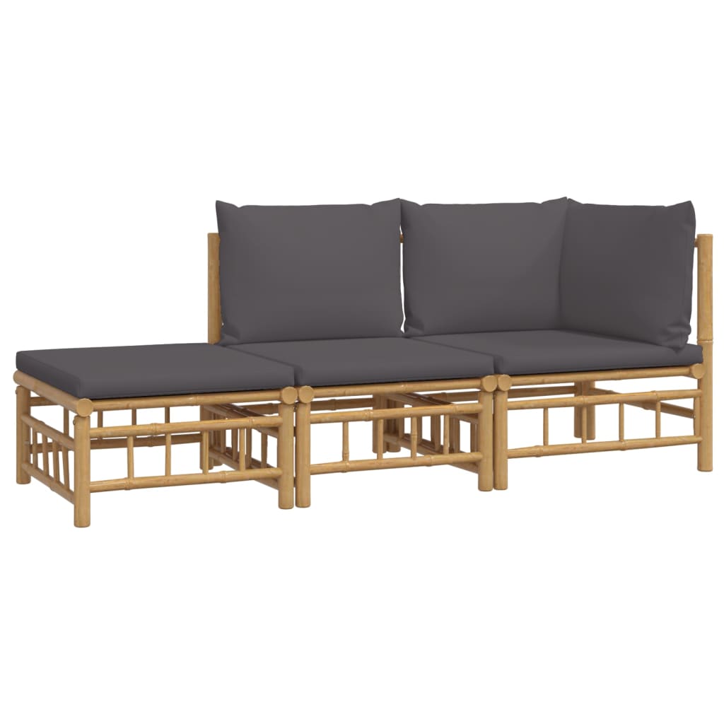 3-delige Loungeset met kussens bamboe donkergrijs is nu te koop bij PeponiXL, paradijselijk wonen!