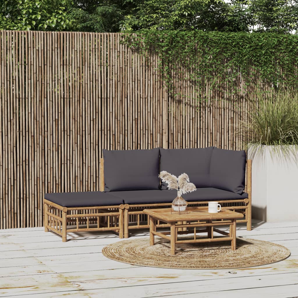3-delige Loungeset met kussens bamboe donkergrijs is nu te koop bij PeponiXL, paradijselijk wonen!