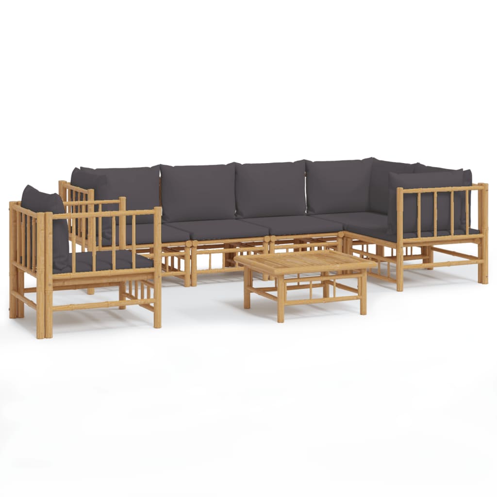 7-delige Loungeset met kussens bamboe donkergrijs is nu te koop bij PeponiXL, paradijselijk wonen!