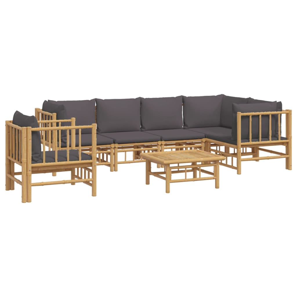 7-delige Loungeset met kussens bamboe donkergrijs is nu te koop bij PeponiXL, paradijselijk wonen!