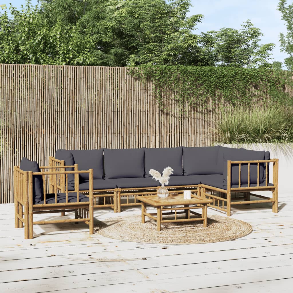 7-delige Loungeset met kussens bamboe donkergrijs is nu te koop bij PeponiXL, paradijselijk wonen!