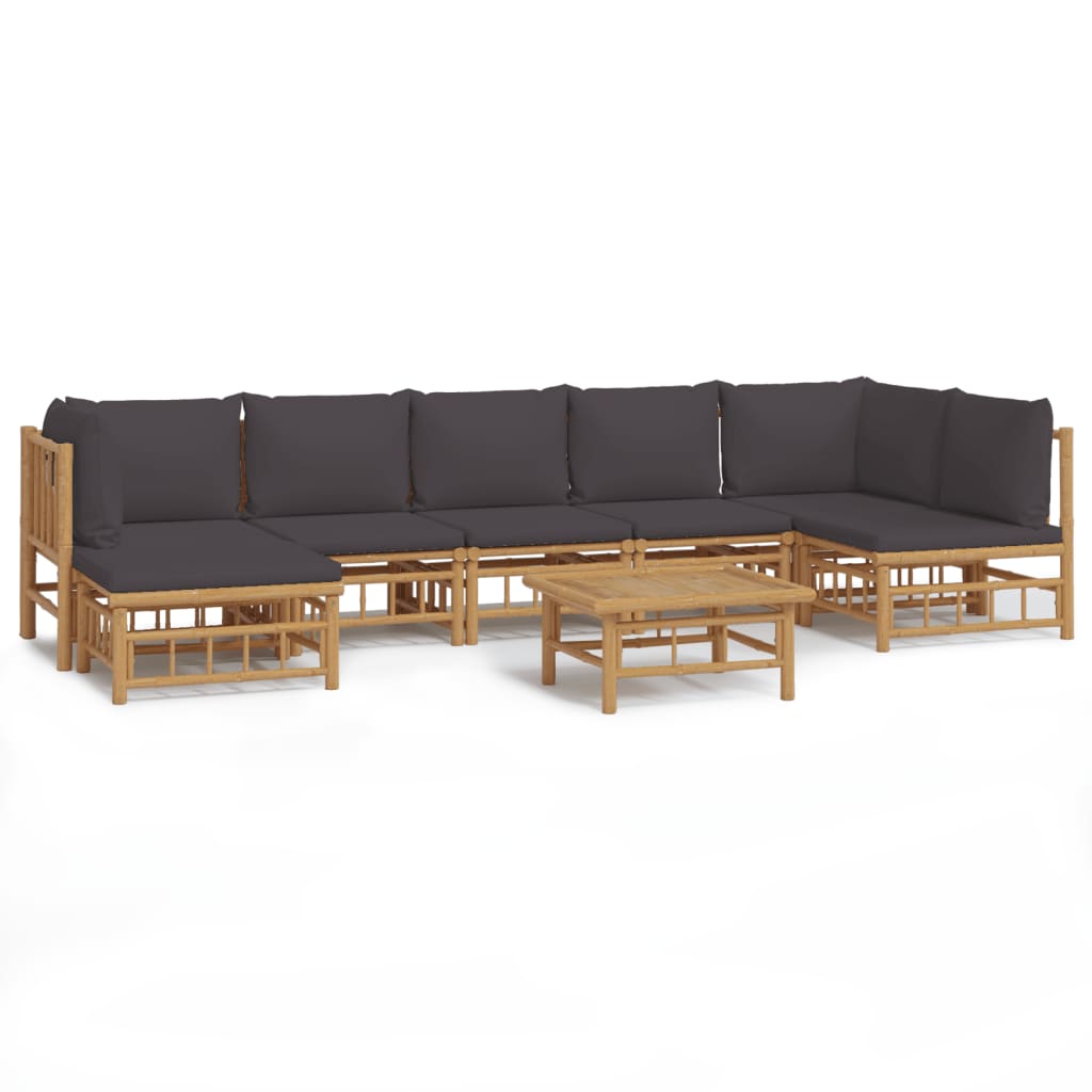 8-delige Loungeset met kussens bamboe donkergrijs is nu te koop bij PeponiXL, paradijselijk wonen!