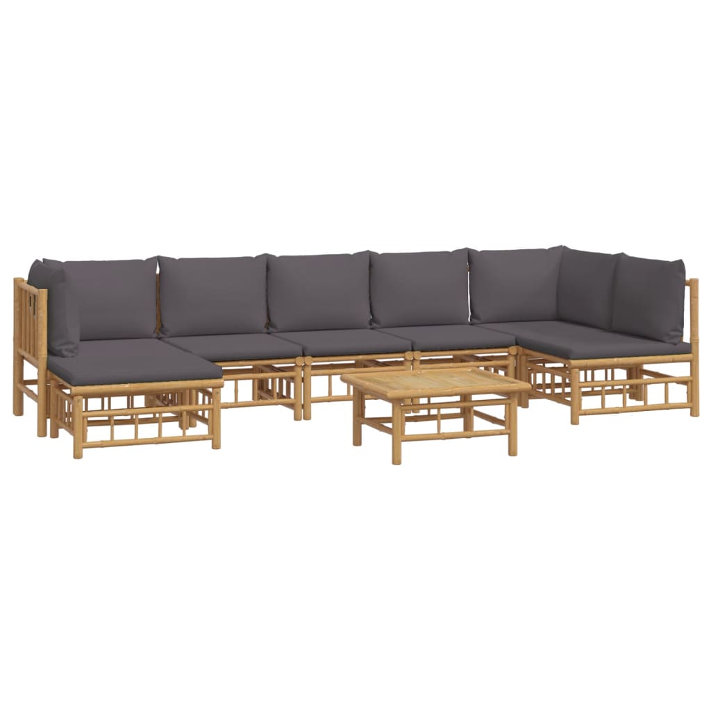 8-delige Loungeset met kussens bamboe donkergrijs is nu te koop bij PeponiXL, paradijselijk wonen!