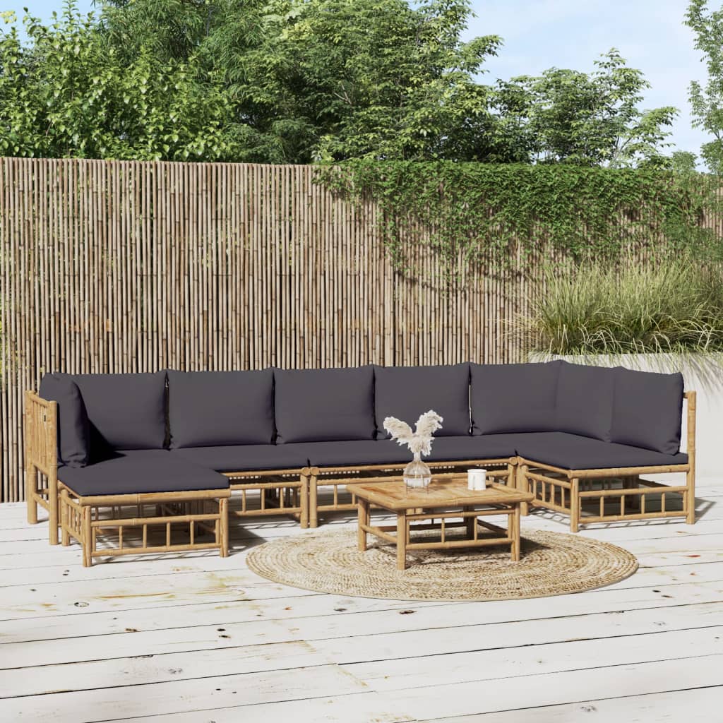 8-delige Loungeset met kussens bamboe donkergrijs is nu te koop bij PeponiXL, paradijselijk wonen!