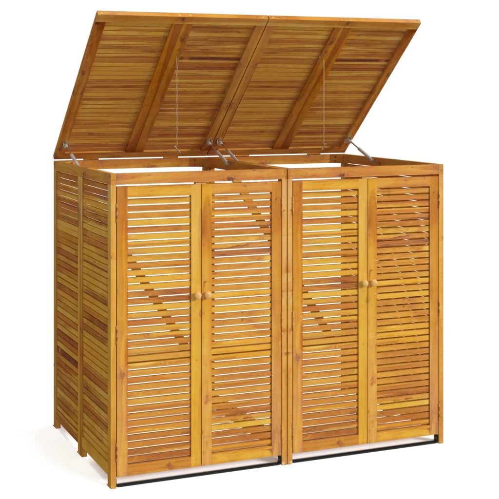 Afvalbakberging dubbel 140x89x117 cm massief acaciahout is nu te koop bij PeponiXL, paradijselijk wonen!