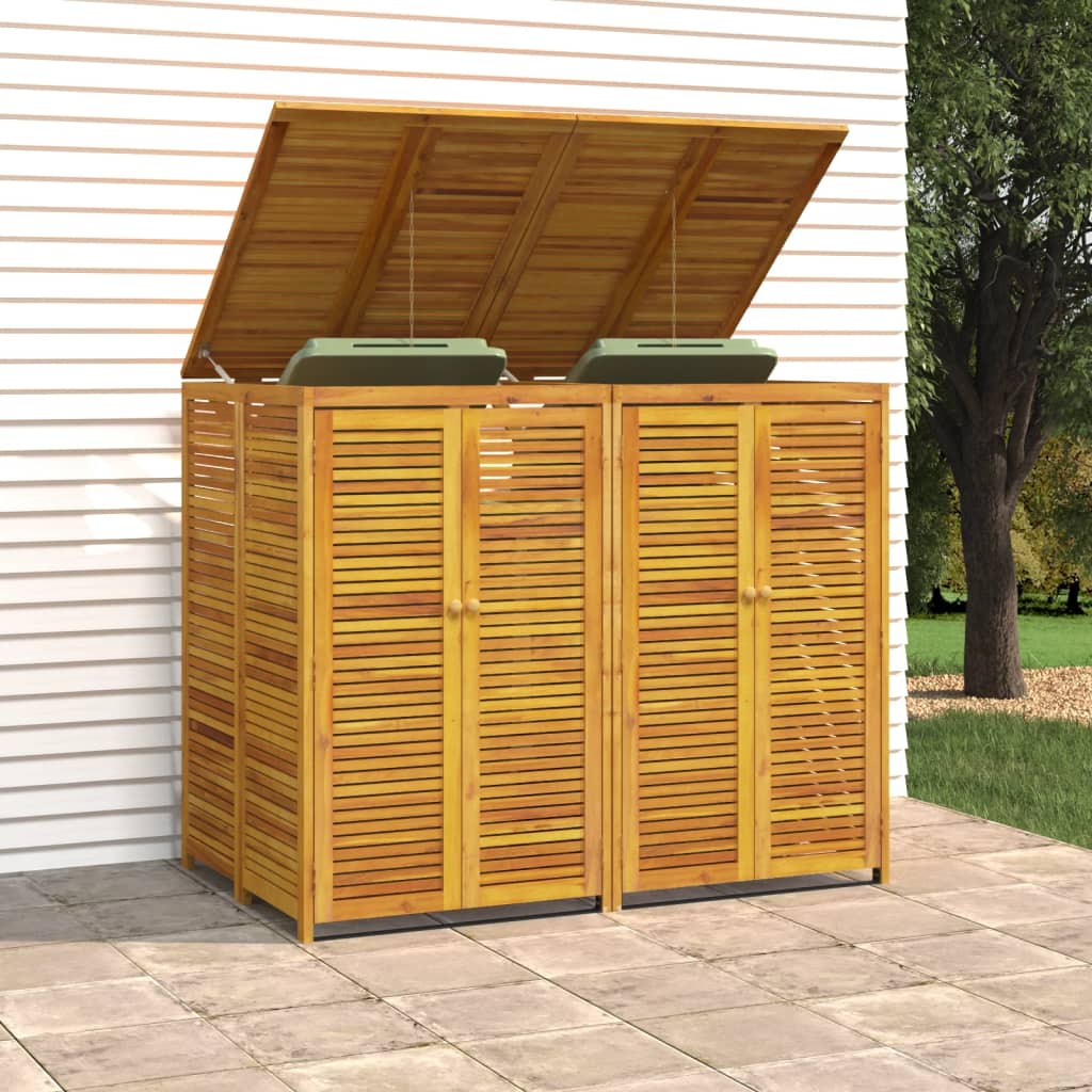 Afvalbakberging dubbel 140x89x117 cm massief acaciahout is nu te koop bij PeponiXL, paradijselijk wonen!