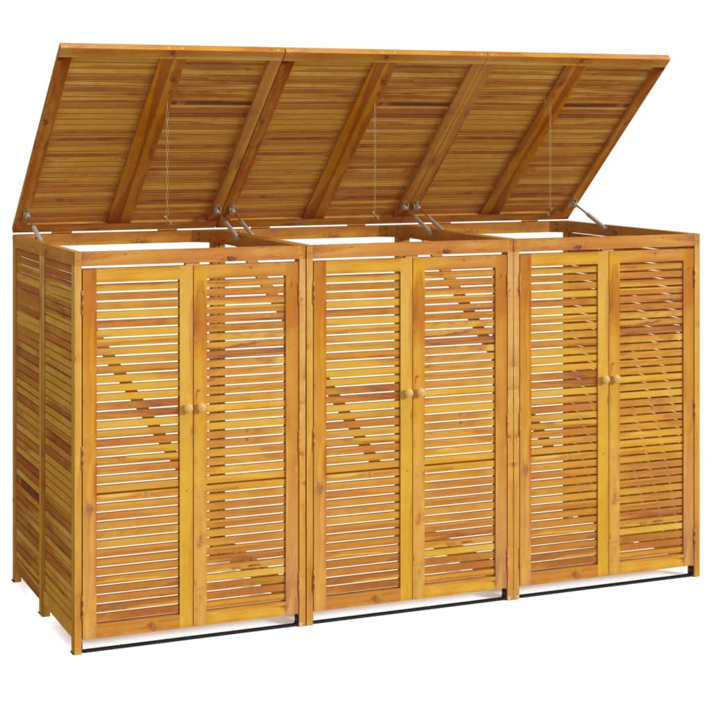 Afvalbakberging drievoudig 210x89x117 cm massief acaciahout is nu te koop bij PeponiXL, paradijselijk wonen!