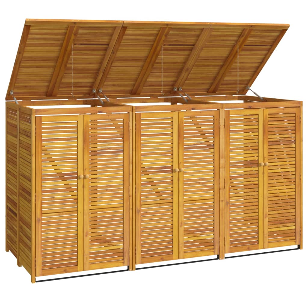 Afvalbakberging drievoudig 210x89x117 cm massief acaciahout is nu te koop bij PeponiXL, paradijselijk wonen!