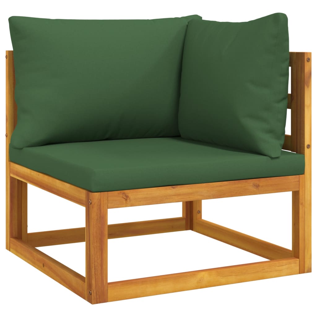 5-delige Loungeset met groene kussens massief hout is nu te koop bij PeponiXL, paradijselijk wonen!