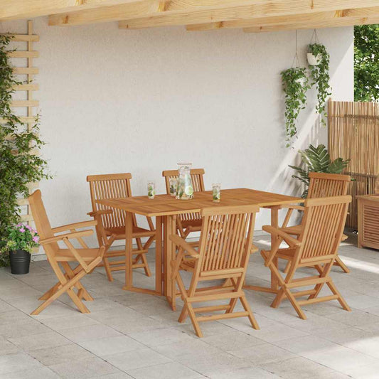 Tuin eettafelset 7 pcs Bruin Massief Teakhout is nu te koop bij PeponiXL, paradijselijk wonen!