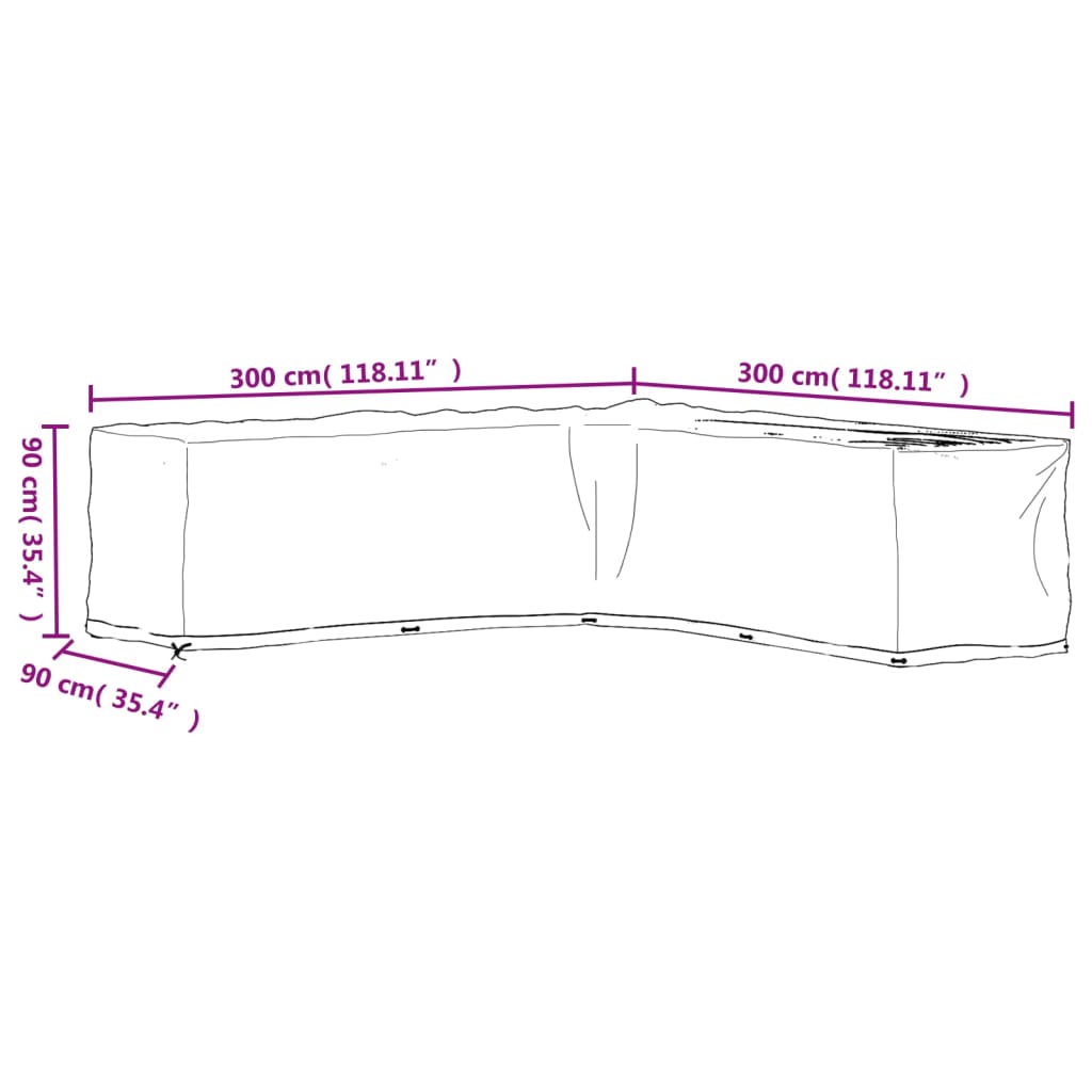 Tuinmeubelhoezen L-vormig 2 st 20 oogjes 300x300x90 cm is nu te koop bij PeponiXL, paradijselijk wonen!