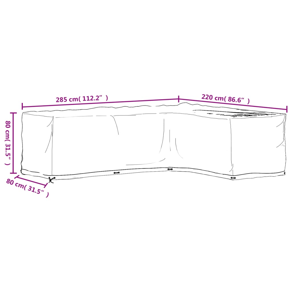 Tuinmeubelhoezen L-vormig 2 st 18 oogjes 285x220x80 cm is nu te koop bij PeponiXL, paradijselijk wonen!