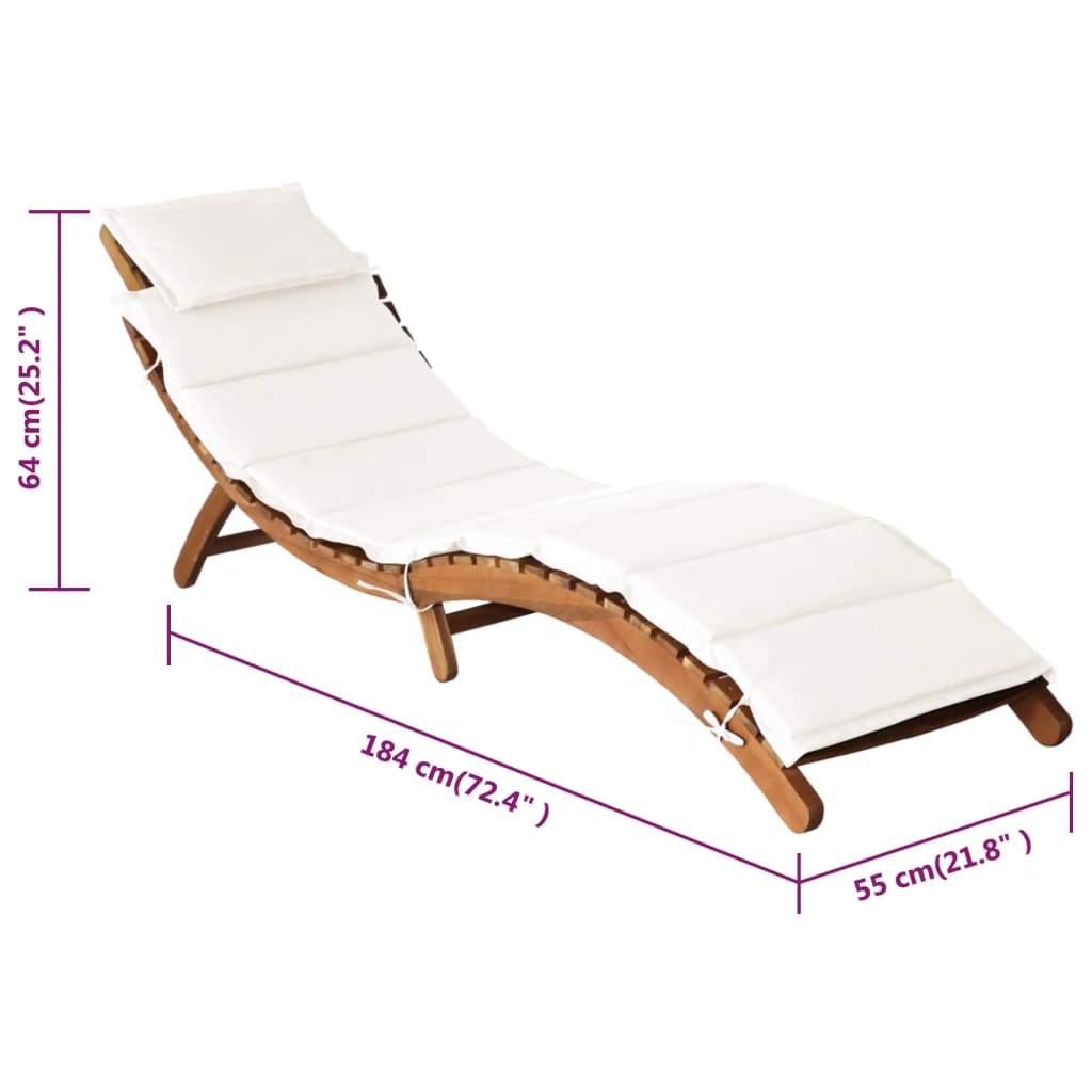 Ligstoelen met kussens 2 st massief acaciahout crèmewit is nu te koop bij PeponiXL, paradijselijk wonen!