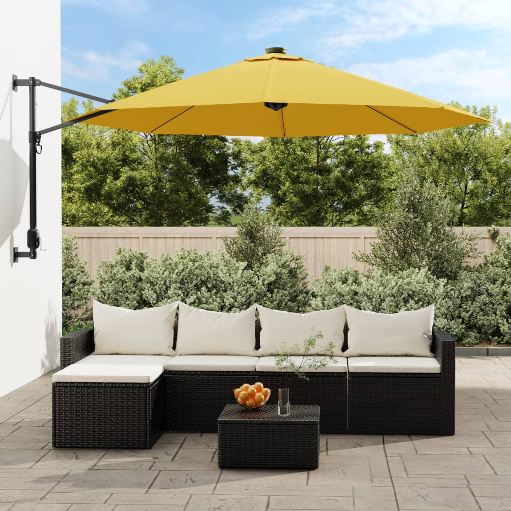 Wandparasol 290 cm geel is nu te koop bij PeponiXL, paradijselijk wonen!