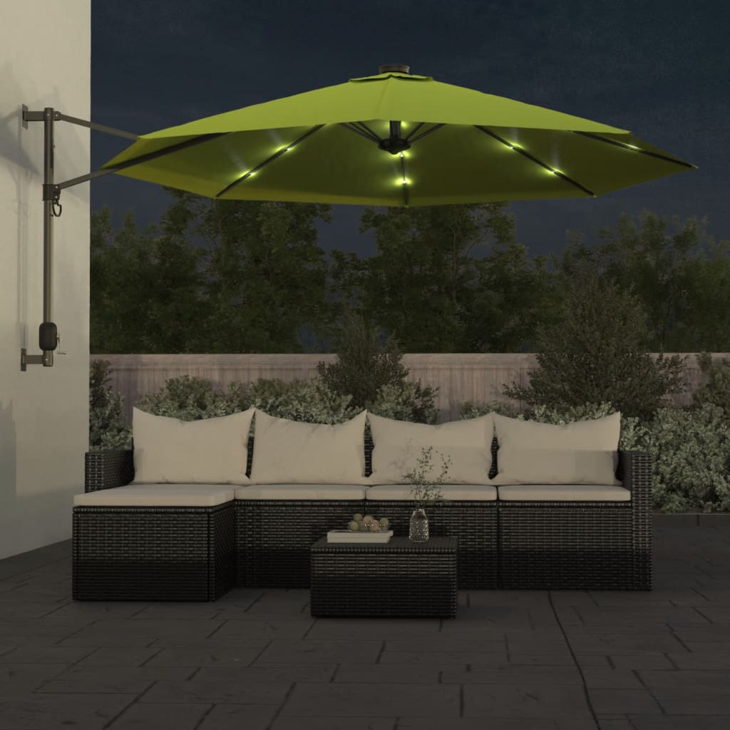 Wandparasol met LEDs 290 cm appelgroen is nu te koop bij PeponiXL, paradijselijk wonen!