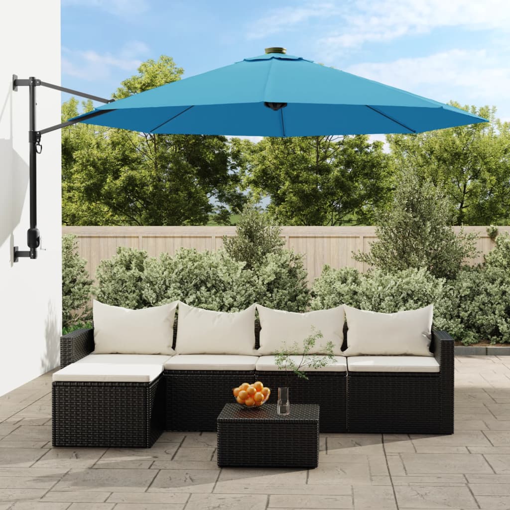 Wandparasol met LEDs 290 cm zeeblauw is nu te koop bij PeponiXL, paradijselijk wonen!