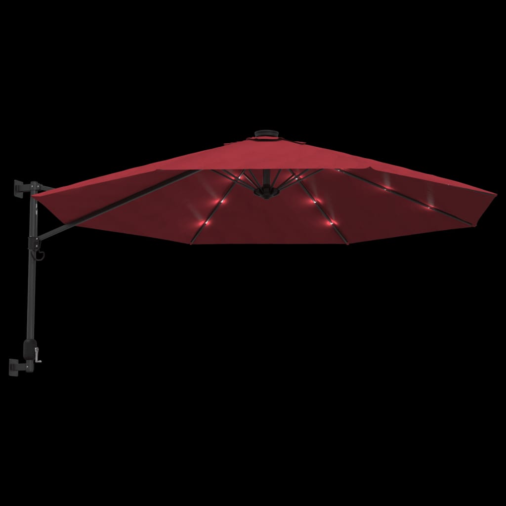 Wandparasol met LEDs 290 cm felrood is nu te koop bij PeponiXL, paradijselijk wonen!