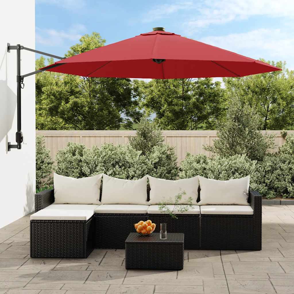 Wandparasol met LEDs 290 cm felrood is nu te koop bij PeponiXL, paradijselijk wonen!