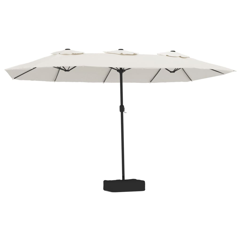 Parasol dubbel dak met LED 449x265 cm zandwit is nu te koop bij PeponiXL, paradijselijk wonen!