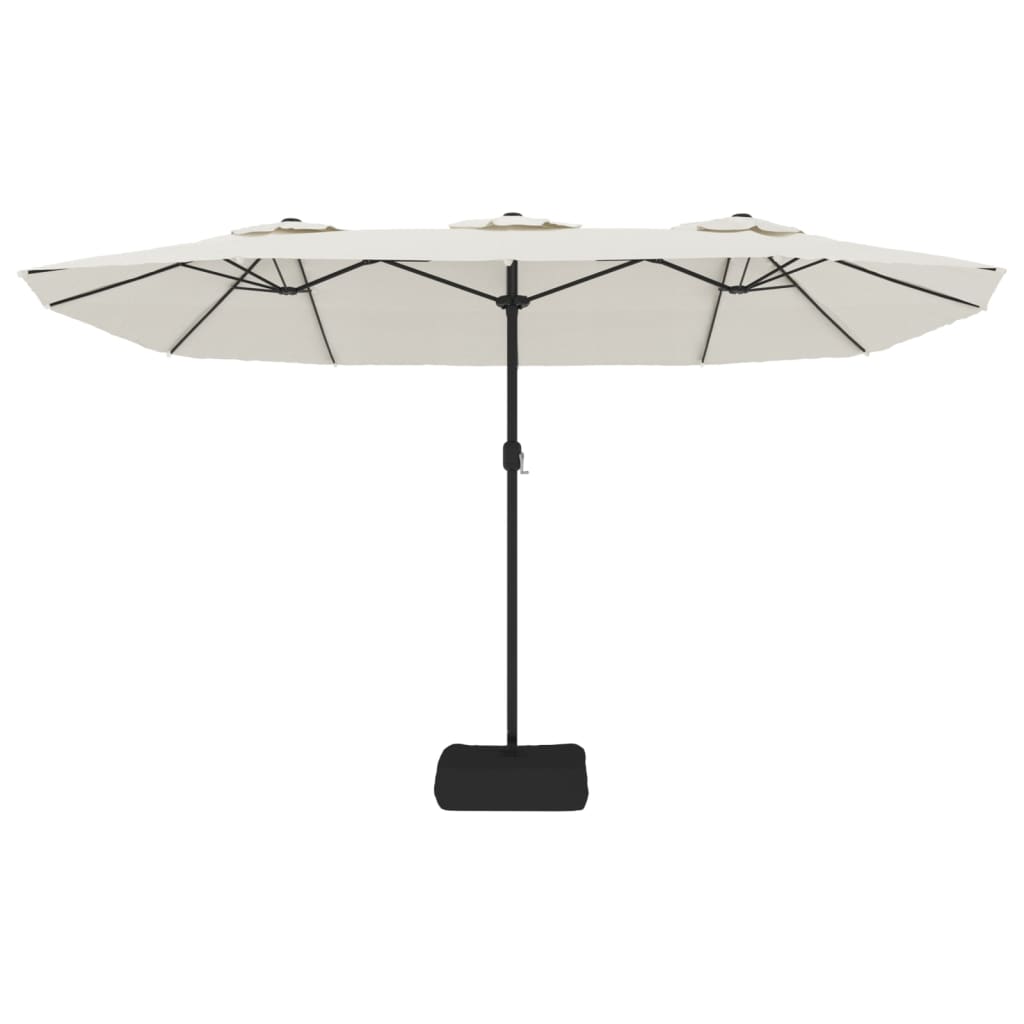 Parasol dubbel dak met LED 449x265 cm zandwit is nu te koop bij PeponiXL, paradijselijk wonen!