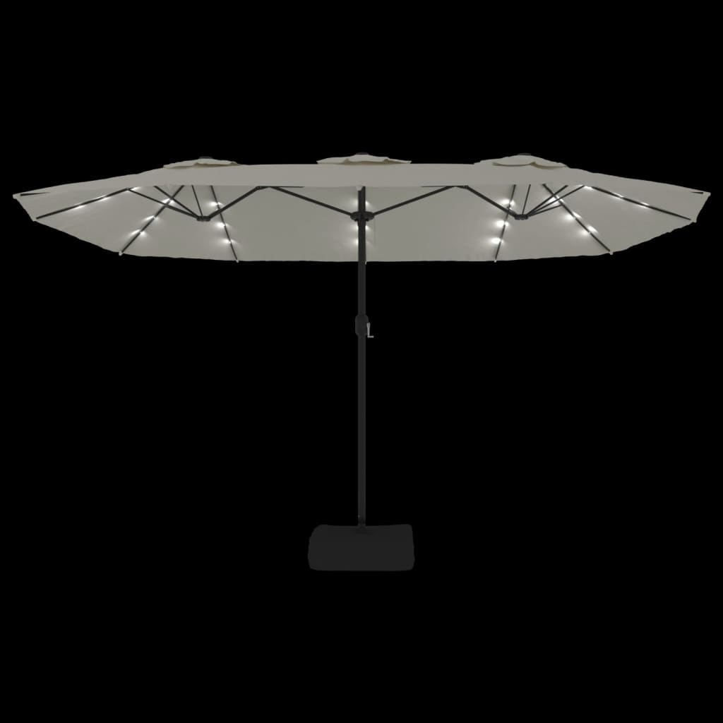 Parasol dubbel dak met LED 449x265 cm zandwit is nu te koop bij PeponiXL, paradijselijk wonen!