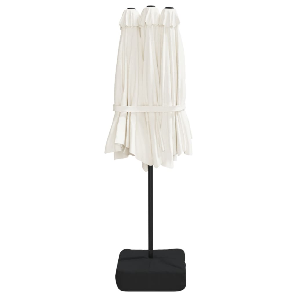 Parasol dubbel dak met LED 449x265 cm zandwit is nu te koop bij PeponiXL, paradijselijk wonen!
