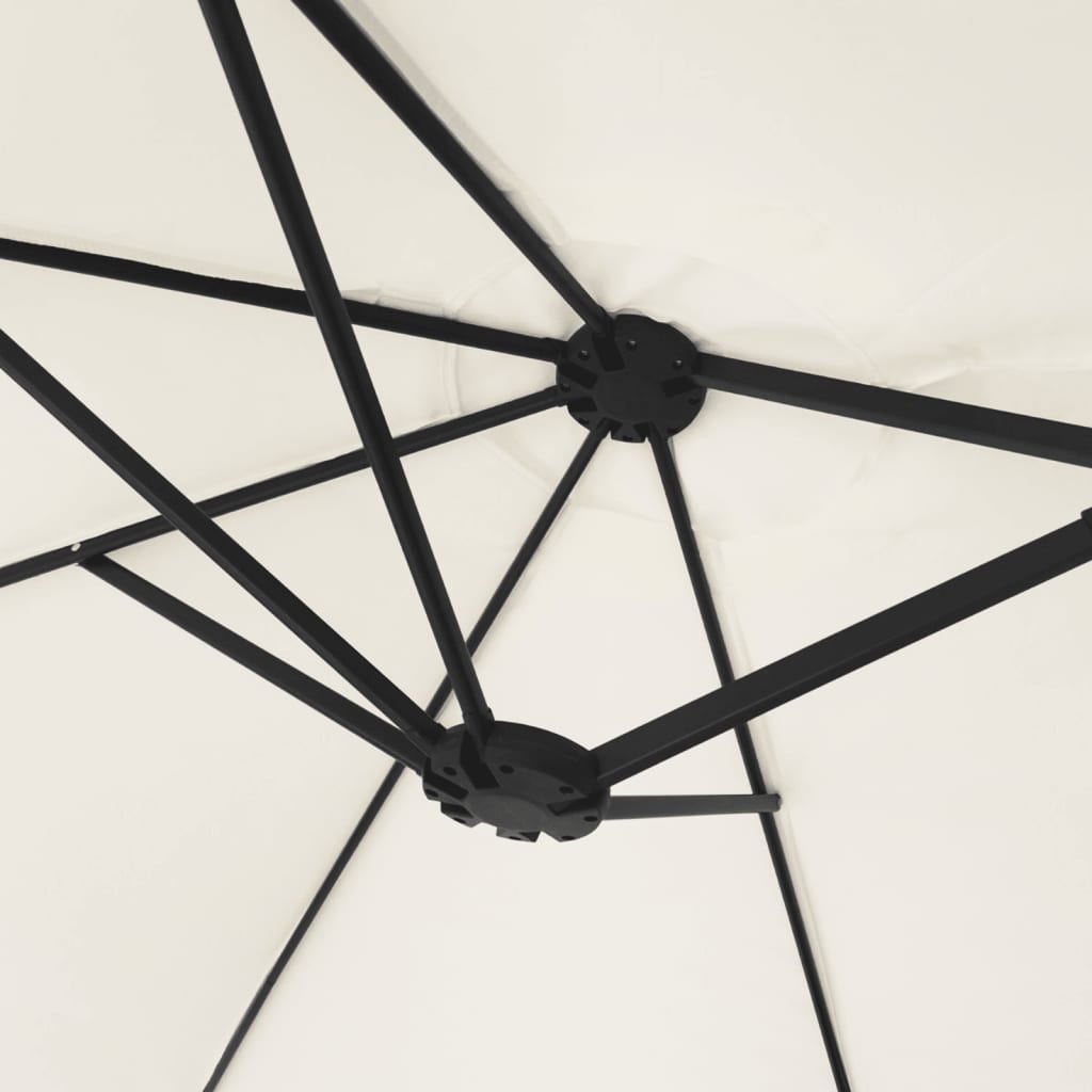 Parasol dubbel dak met LED 449x265 cm zandwit is nu te koop bij PeponiXL, paradijselijk wonen!