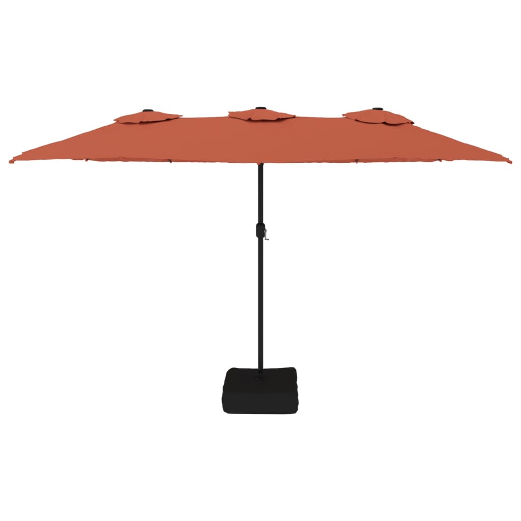 Parasol dubbel dak met LED 449x265 cm terracottakleurig is nu te koop bij PeponiXL, paradijselijk wonen!