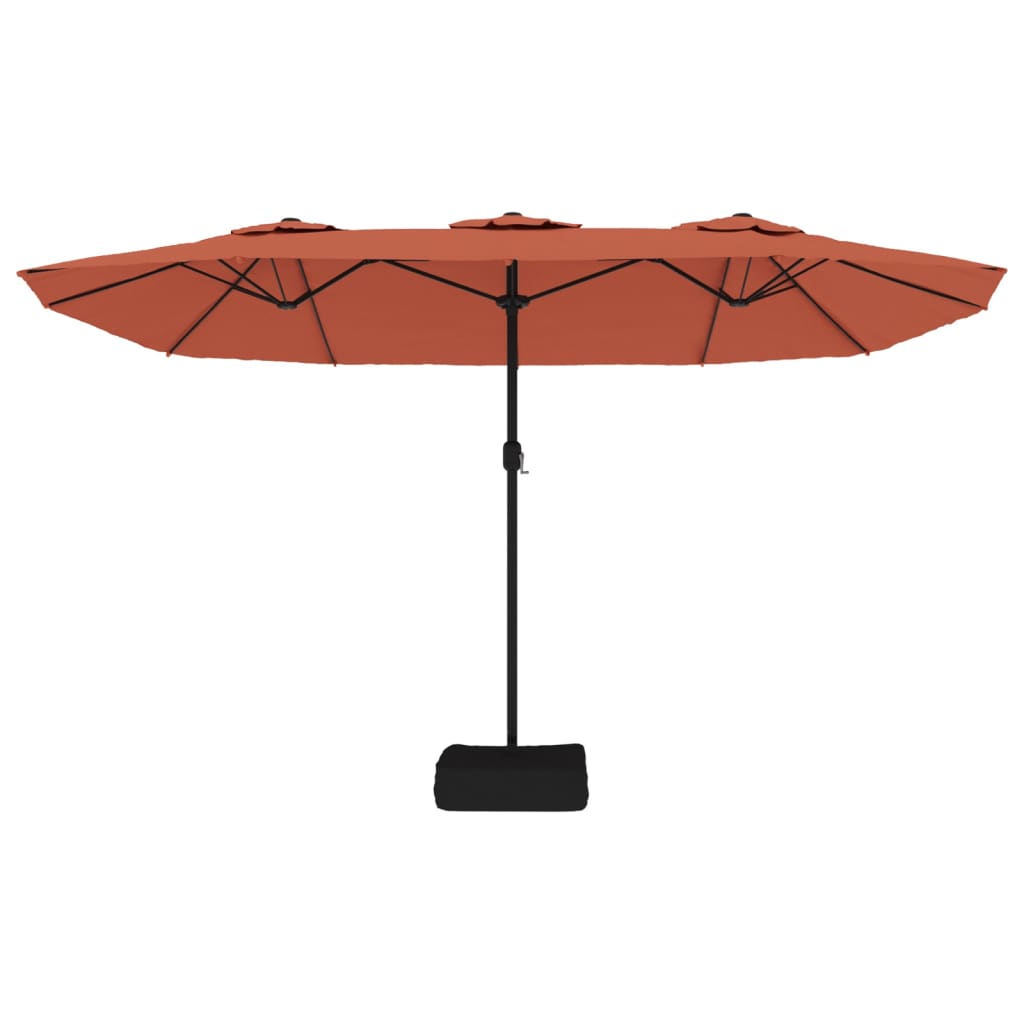 Parasol dubbel dak met LED 449x265 cm terracottakleurig is nu te koop bij PeponiXL, paradijselijk wonen!