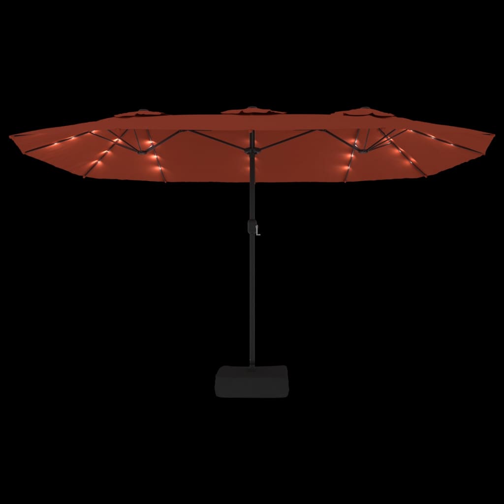 Parasol dubbel dak met LED 449x265 cm terracottakleurig is nu te koop bij PeponiXL, paradijselijk wonen!