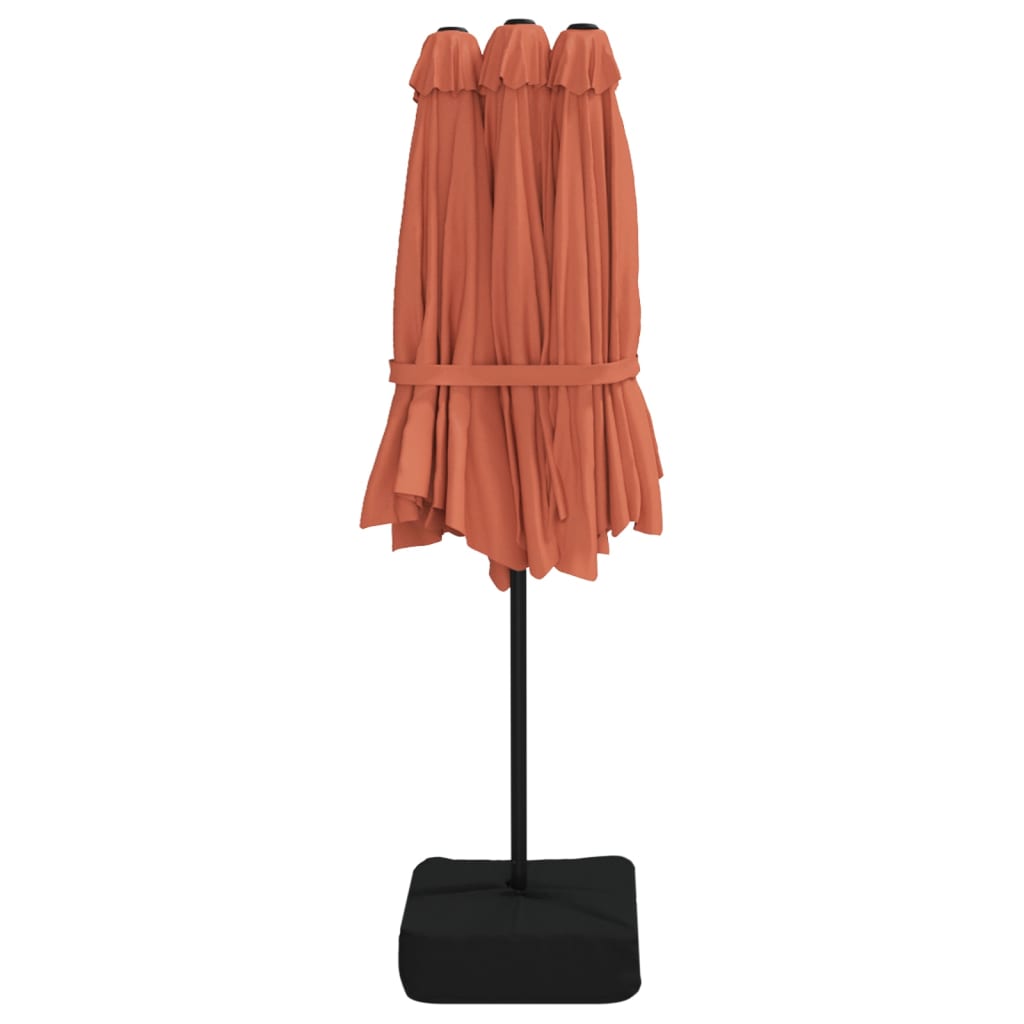 Parasol dubbel dak met LED 449x265 cm terracottakleurig is nu te koop bij PeponiXL, paradijselijk wonen!