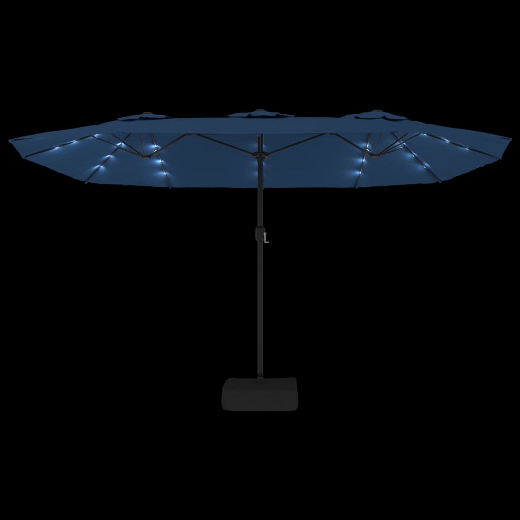 Parasol dubbel dak met LED 449x265 cm azuurblauw is nu te koop bij PeponiXL, paradijselijk wonen!
