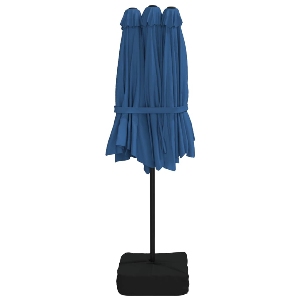 Parasol dubbel dak met LED 449x265 cm azuurblauw is nu te koop bij PeponiXL, paradijselijk wonen!