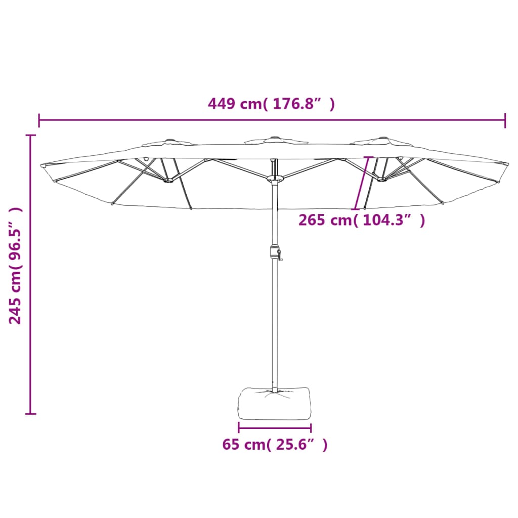 Parasol dubbel dak met LED 449x265 cm azuurblauw is nu te koop bij PeponiXL, paradijselijk wonen!